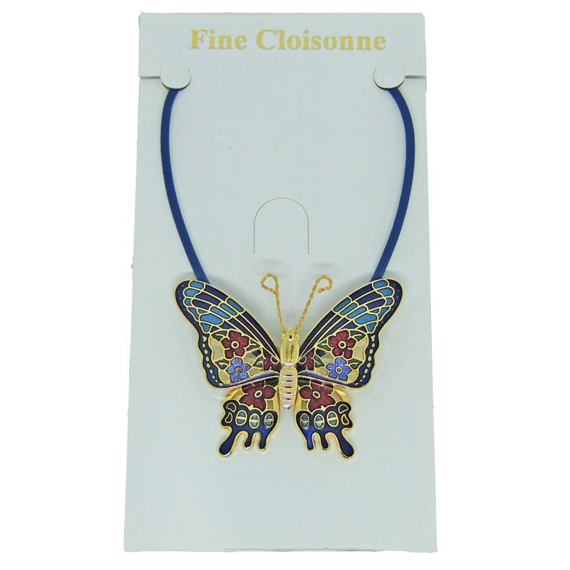 Wholesale Butterfly Enamel Necklace-blue
